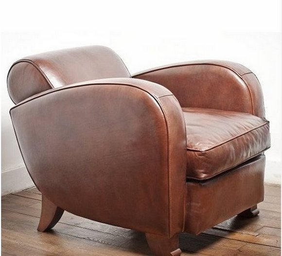 fauteuil club en cuir,art antiquités, art antiques, france,