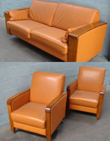 banquette et fauteuils cuir