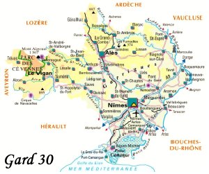 Gard, Languedoc Roussillon, Cartes des d�partements de France, Carte de France,  itin�raire, shopping art, shopping antiquit�s, shopping art antiques, art shopping, antiques shopping, art antiques shopping in France, map, maps,