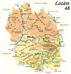 Loz�re, Languedoc Roussillon, Cartes des d�partements de France, Carte de France,  itin�raire, shopping art, shopping antiquit�s, shopping art antiques, art shopping, antiques shopping, art antiques shopping in France, map, maps,