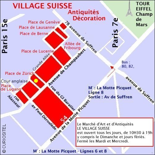Art Antiquits, Art Antiques, Dcoration, Place de Zurich, du Village Suisse, Exposition Univierselle de 1900, inauguration de la Tour Eiffel,